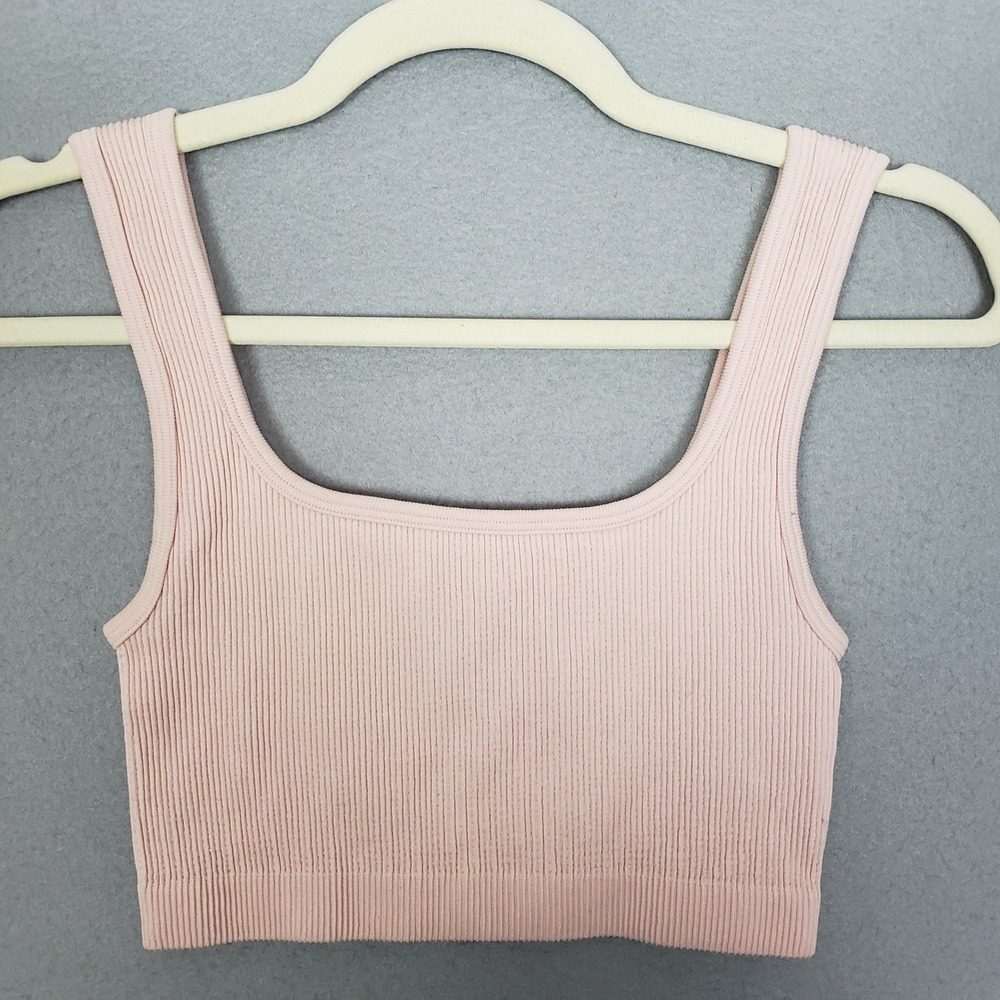 Cotton On Ribbed Crop Top Light Pink Pastel Summer Resortwear XS Sleeveless Tank